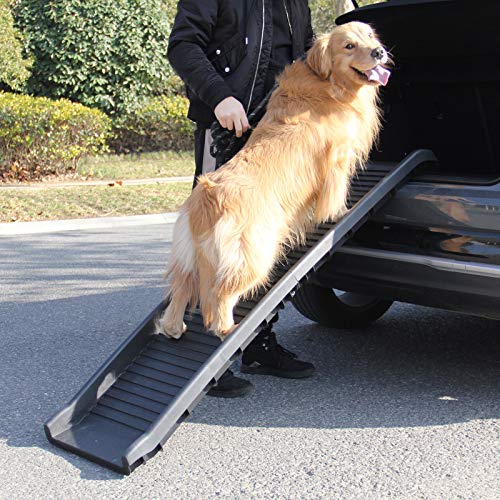 Mevip Rampe pour Chien Pliable, 5 Marches Escalier pour Chien Réglable  Rampe, Rampe pour Chiens en Aluminium, Rampe pour Chiens Grands et Petits  Chiens, supporte 80 KG, pour Voiture, Camion, SUV en