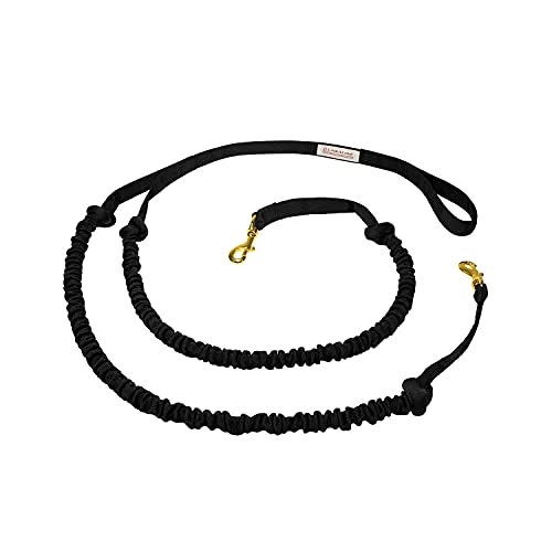 LASALINE Double laisse de traction pour chien de train pour canicross scooter Bikejöring Ski jöring Dog trekking en noir