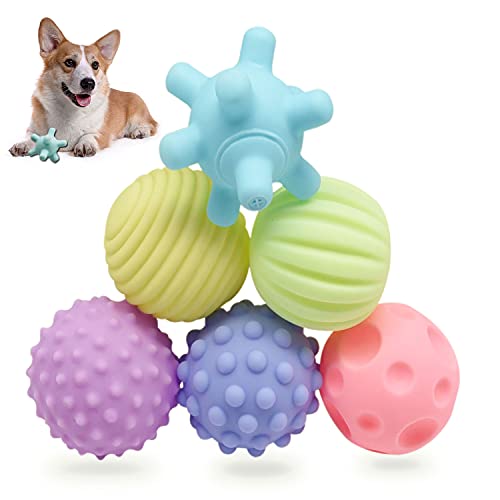 Aidiyapet Jouet Chien,Balle pour Chien Squeak,Balles Jouets Sonore 6 Pcs pour Chiens Caoutchouc Et Résistant Rebondissante pour Entraînement (Bleu)
