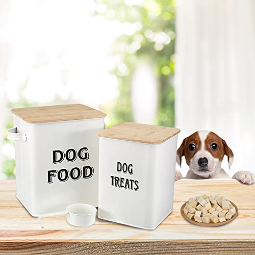 Morezi Boîte de stockage de nourriture pour animaux de compagnie, conteneur croquettes  chien, 7L+2Lnourriture Conteneur-Blanc