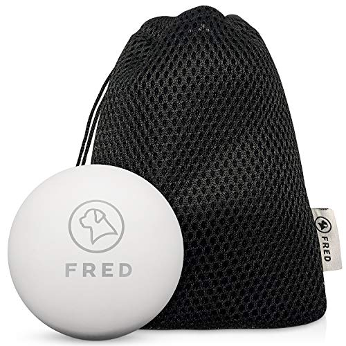 FRED Balle pour Chien Premium en Caoutchouc Naturel – Balle pour Chien très Robuste – Blanc – Presque incassable – Ø 6,5 cm avec Sac de Rangement Pratique