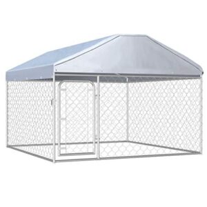 Chenil Extérieur avec Toit pour Chiens 200 x 200 x 135 cm Tidyard