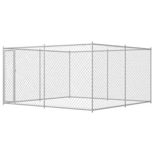 Chenil Extérieur pour Chiens Acier Galvanisé 4 x 4 x 2 m Bopdu