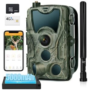 Caméra de Chasse 30MP 4K Vision Nocturne avec App Gratuite Carte SIM