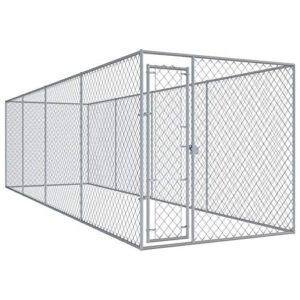 Chenil Extérieur pour Chiens Acier Galvanisé 7,6x1,9x2 Bopdu