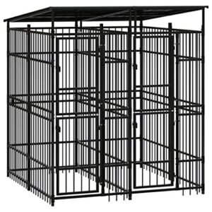 Chenil Extérieur avec Toit pour Chiens Acier 3,69 m²- Chiens