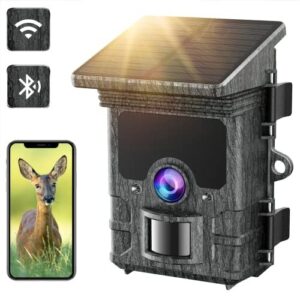 Camera de Chasse Solaire WiFi 4K Bluetooth Infrarouge Batterie Rechargeable Intégrée