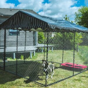 Box grillagé XL Avec Toit 300 x 300 x 183 cm - Chenil enclos pour chien extérieur avec toit en panneaux soudés