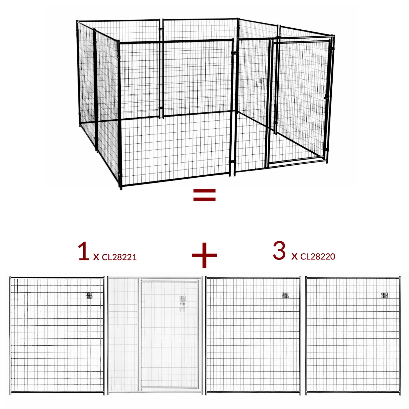 Chenil en kit pour chien avec grillage soudé 6.75m2 ou 9m2