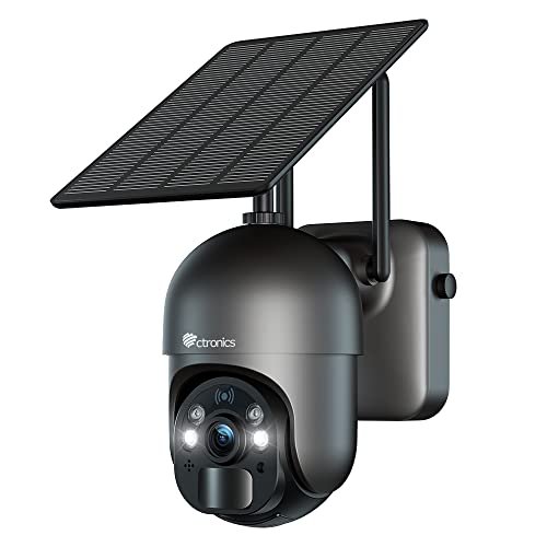 Caméra Surveillance WiFi Solaire Extérieur, Ctronics 2.5K 4MP