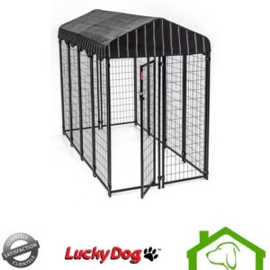 Chenil en grillage soudé avec couverture pour chien L240/L120/H183