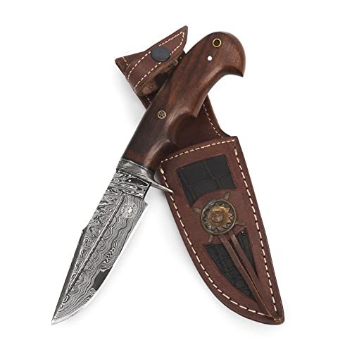 Couteau de chasse Damas fait main avec étui BIGCAT ROAR