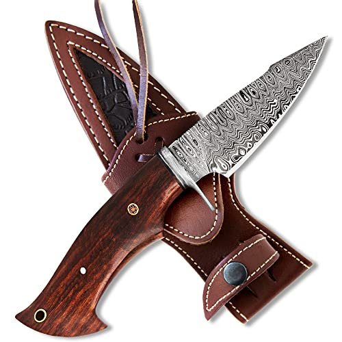 Couteau de chasse fait main en acier damas BIGCAT ROAR