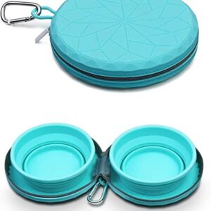 Double gamelle pour Chiens en Silicone Pliable avec étui