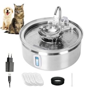 Fontaine à Eau pour Chat en Acier Inoxydable, 3.2L Journeyside