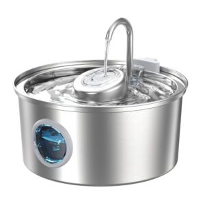 Fontaine à Eau pour Chat en Acier Inoxydable Transparente, KOOGMOON