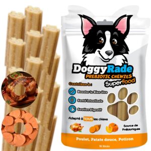 Friandises prébiotiques à mâcher pour chien – Poulet, patate douce et potiron – DoggyRade Chewies Superfood