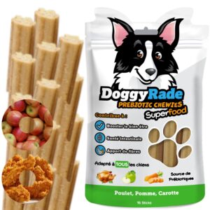 Friandises prébiotiques à mâcher pour chien – Poulet, Pomme, Carotte
