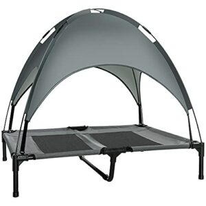 Lit pour Chien Chat sur Pieds Grand Confort 92L x 76l x 90H  Gris Noir PawHut
