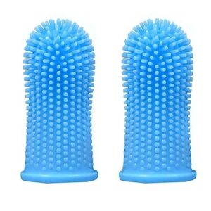 Lot de 2 Brosses à Doigts en Silicone Souple pour Chien et Chat