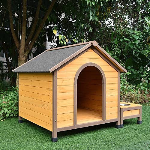 Niche à Chien avec Gamelles L 130 x l 97 x H 92 cm Chiens de Taille Moyenne Animal Valley