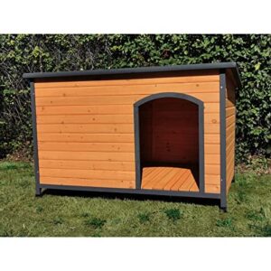 Niche à Chien avec Toit Plat Bois et Plastique - L 150 x l 90 x H 95 cm Animal Valley