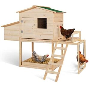 Poulailler avec pondoir en Bois et Aire de Jeux IDMarket