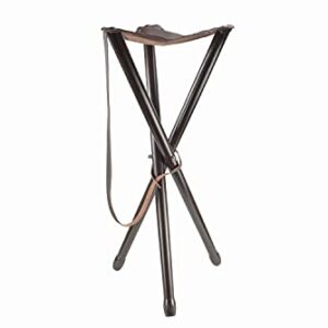Januel - Siège Trépieds Ance - Pieds Bois - Assise Cuir - Hauteur 90cm - Loisirs Nature Outdoor Camping Chasse Pêche Bushcraft - Marron - avec Bretelle - Solide et Durable Taille Unique