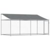 vidaXL Cage pour Chien avec Toit et Porte, Chenil pour Chien, Maison pour Chien, Niche de Jardin Terrasse, Gris 4x2x2 m Acier Galvanisé