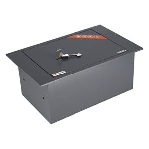 Brihard Coffre-Fort A4 à Fixer au Sol avec Serrure à clé – Rangement sécurisé de 13,5l – Dimensions extér:18x42x26 cm – Coffre-Fort Robuste monté au Sol – Dimensions intér:17x36x22 cm