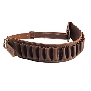 Januel - Cartouchière de Chasse Sernay - Ceinture Porte Cartouches - pour Cartouches de Fusil de Chasse - Chasse Petits et Grands Gibiers - 20 Tubes - Cuir - Marron