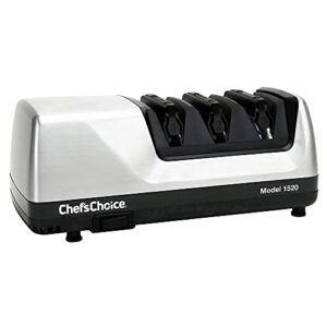 Chef'sChoice Aiguiseur électrique pour couteaux de 15 et 20 degrés, 100 % diamant, guide de précision pour les bords droits et dentelés, 3 étapes, gris