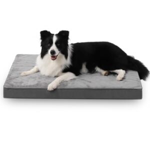 KSIIA Panier Chien Grande Taille, 88x55cm, Coussin Dehoussable pour Chien, Lit Chien Orthopédique, Tapis Matelas Chien, Dog Bed Housse Amovible et Lavable en Machine, Fond Antidérapant, Gris Foncé