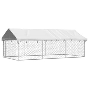 Chenil Extérieur avec Toit pour Chiens 400x200x150 cm Cage Enclos
