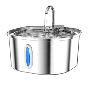 PEKTACO Fontaine d'eau pour Chat - Fontaine d'eau pour Animaux de Compagnie en Acier Inoxydable 3,2 L/108 oz Distributeur Automatique d'eau pour Chat pour Chats à l'intérieur