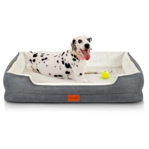 KYG Panier Chien Grande Taille Orthopédique XL Canapé Chien Épaisse Memoire de Forme Lit pour Chien Lavable et Déhoussable Confortable, Taille 100x80x20 cm