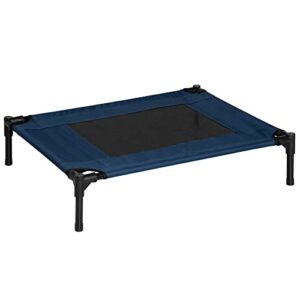 PawHut Lit pour Chien Chat lit de Camp Grand Confort sur Pieds Tissu Oxford textilène Micro-perforé 76L x 61l x 18H cm Bleu Marine Noir