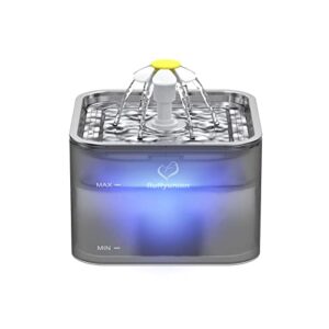 FluffyUnion Fontaine d'eau de chat en cristal 101oz/3L Ultra Quiet sans BPA pour 2 ou plus de chats/chiens (cristal)