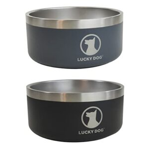 Double Gamelle pour Chien en Acier Inoxydable très Facile d'entretien | antidérapante | Croquettes, Eau et Viande | 1.9 litres (Bleu Noir)