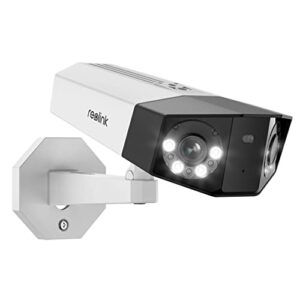Reolink 4K Caméra Surveillance à Double Objectif Vision 180°, Caméra IP PoE Extérieure, Détection Personne/Véhicule/Animaux, Vision Nocturne Couleur, Audio Bidirectionnel, Étanche, Duo 2 PoE