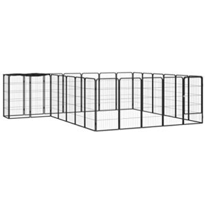 Chenil d'extérieur pour Chien, Enclos Niche Cage pour Chien Métal Parc pour Chien 26panneaux Noir 50x100cm Acier Enduit de Poudre