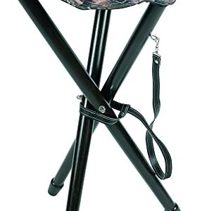 Januel - Siège Trépieds Anzieux - Pieds Bois - Assise Toile - Hauteur 65cm - Loisirs Nature Outdoor Camping Chasse Pêche Bushcraft - Marron & Camouflage sous-Bois - avec Bretelle - Solide et Durable