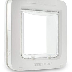 Grande chatière à Puce électronique pour Chats et Petits Chiens SureFlap Sure Petcare, Fonction Couvre-feu, Compatible avec Les médaillons d'identification par radiofréquence et Les micropuces,Blanc