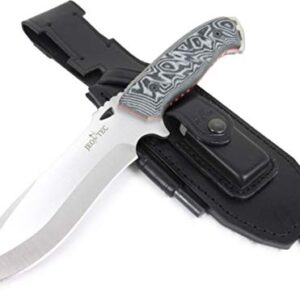 JEO-TEC Nº43: Outdoor/Survie/Couteau de Chasse - Manche en Micarta - Lame INOX MOVA - Étui de Transport en Cuir Position Multiple - Fabriqué en Espagne