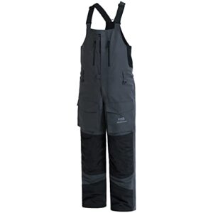 BASSDASH Splice Salopettes de pêche imperméables et isolantes pour homme - Pantalon de neige respirant - Gris foncé/noir