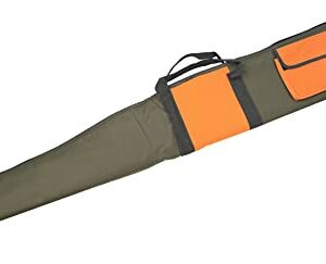 Januel - Etui pour Fusil Chorsin - Fourreau pour Fusil de Chasse - Avec Poche à Rabat Scratch - Avec Bretelle - Tissu Polyester - Longueur 130cm - Rembourrage 10mm - Vert et Orange