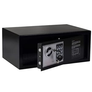 Yuanshikj Coffre-fort de sécurité électronique avec clavier - En acier - Pour la maison, le bureau, l'hôtel, le travail, la monnaie, les bijoux - Noir - 0,1 m³