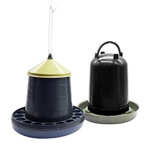 Pack Mangeoire Poules + Abreuvoir Poules – Plastique Recyclé pour Poulailler Ecologique – Mangeoire 2Kg + Abreuvoir 3L pour Volailles