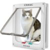 CEESC Grande chatière (Taille extérieure 28cm x 24.9cm), Verrouillage à 4 Voies Chatière pour Chats et Petits Chiens de circonférence <63cm, Facile à Installer et à Utiliser