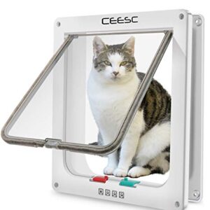 CEESC Grande chatière (Taille extérieure 28cm x 24.9cm), Verrouillage à 4 Voies Chatière pour Chats et Petits Chiens de circonférence <63cm, Facile à Installer et à Utiliser